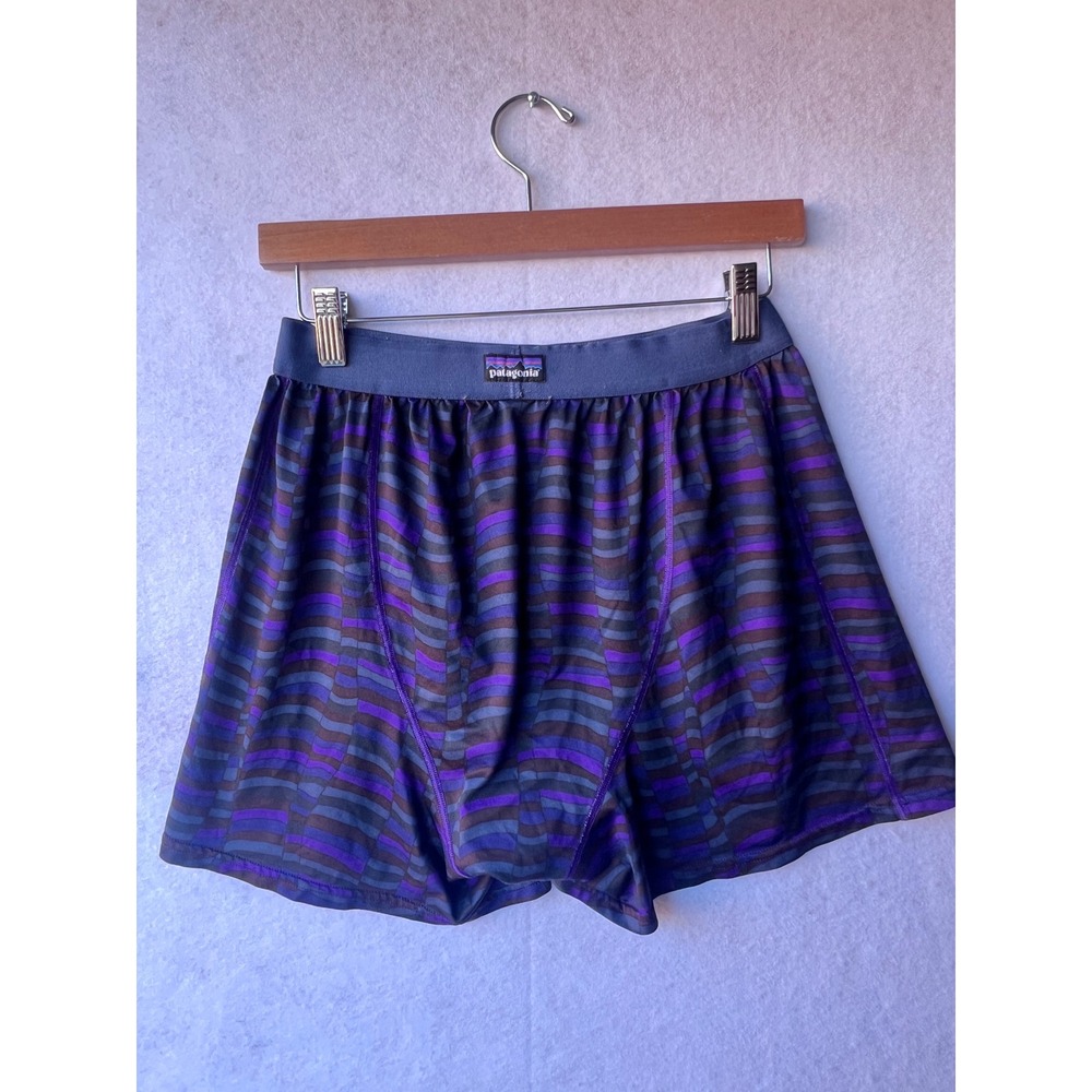 Patagonia Mens Capilene Daily Boxers Purple Blue Wavy Stripe Size M 32479